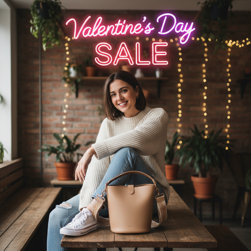 Ersetze die Handtasche mit der auf der Webseite https://bagsbymunich.de/products/wide-shoulder-strap-bucket-bag-single-shoulder-diagonal-bag